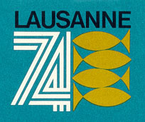 From the cover of the Lausanne 74 Program and Information booklet.  There is a copy in Collection 53, Box 3, Folder 6