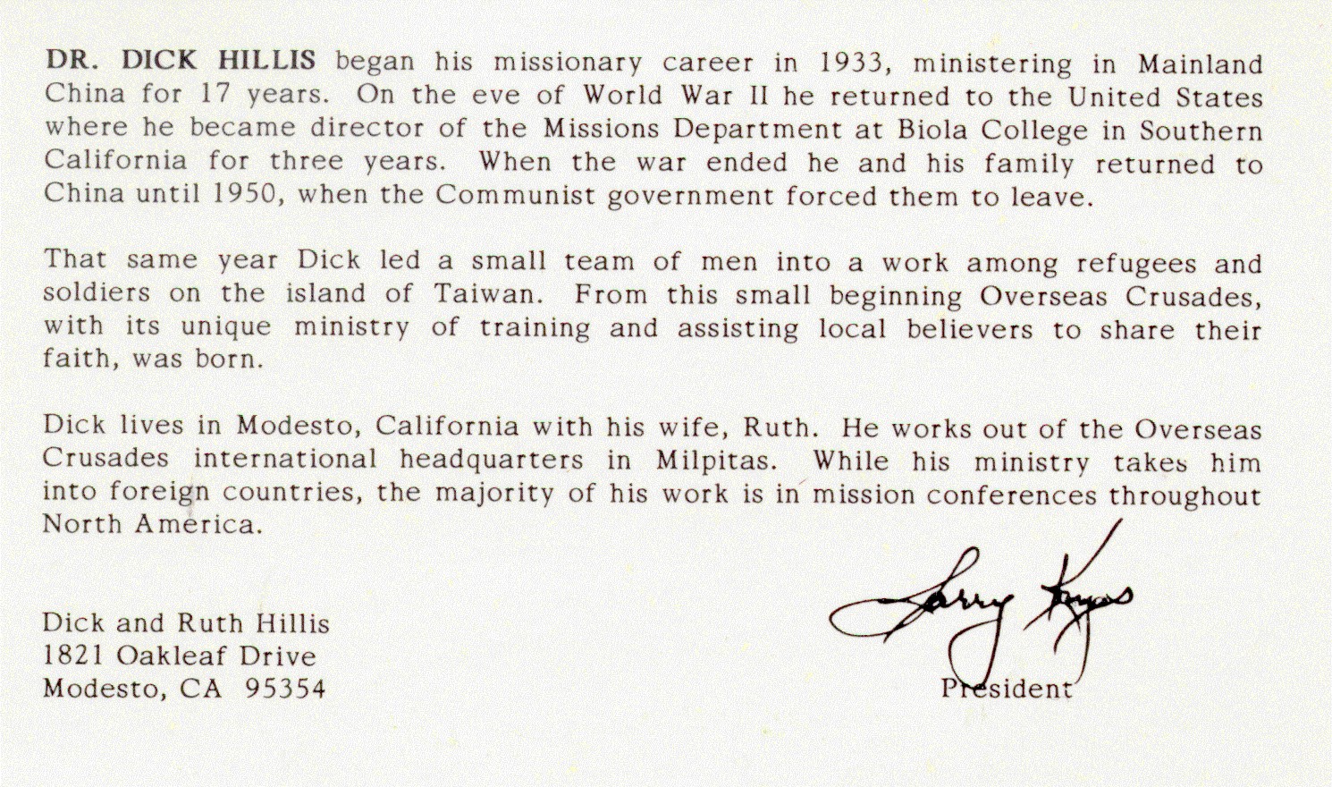 From Photo File: Hillis, Charles Richard