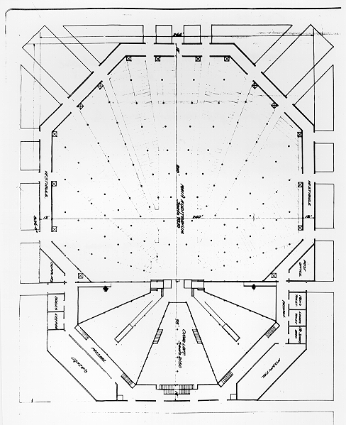1918 Chicago tabernacle blueprint.  Copy of the original borrowed from Grace Theological Seminary for an Archives exhibit in the early 1980s