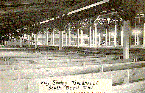 Tabernacle interior during Sunday's 1913 campaign in South Bend, Indiana.  From Photo File:  SUNDAY, WILLIAM ASHLEY