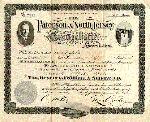 Certificate issued to contributors during the 1915 campaign in Paterson, New Jersey.  From Accession 92-35.